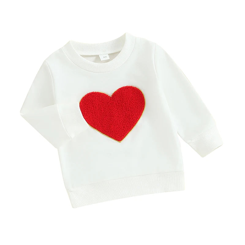 0-3Y Baby Kids Valentine's Day Sweatshirts Tops Toddler Heart Pattern Long Sleeve Pullover Shirt Tops Spring Fall Kids Clothes