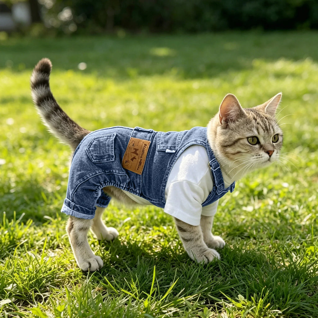 Fashion Pet Clothes Spring Autumn Lightweight Dog Clothing Breathable Denim Dog Overalls Stylish Outfit for Small Dogs