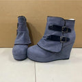 2026 New Women's Boots Zip Women's High Heels Suede Fashion Wedge Heels Durable Retro Women Ankle Boots Round Head Bottes Femmes