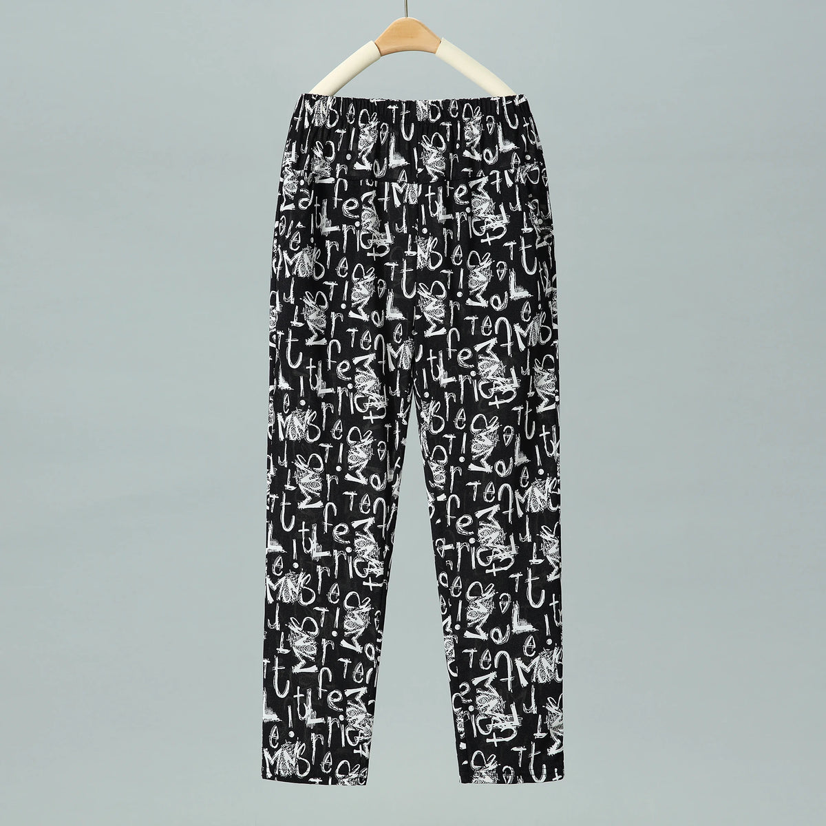 Summer Thin Nine Points Ice Silk Loose Straight Leg Pants High Waist Floral Design for Mom And andma Comfortable Casual Tro...