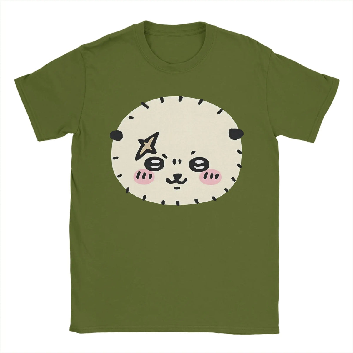 Funny Chiikawas Rakko T-Shirts Men Round Neck Cotton T Shirts  Short Sleeve Tees Unique Tops