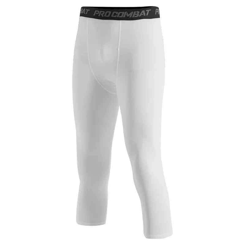 Men's Sports Cropped Pants Sportswear, Running Leggings Gym Leggings Male Compression Sweatpants MenCropped Capri Trousers