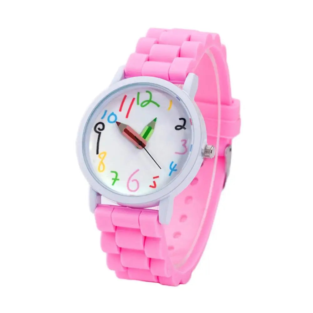 Children's Electronic Watch Cartoon Children Kids Round Dial Silicone Strap Analog Quartz Wrist Watch Gift
