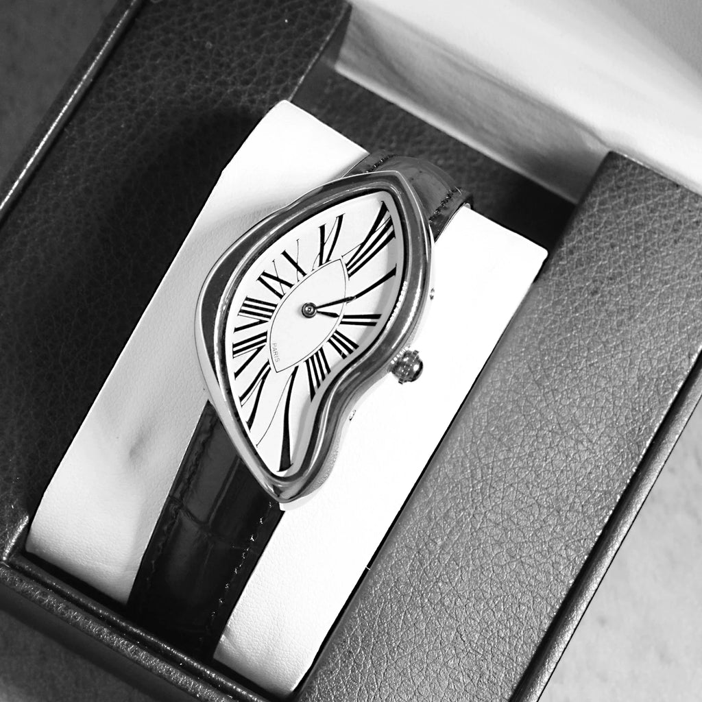 New Medieval Alien Watches Melt and Twist Y2K Alien Ladies and Men Leather Strap Fashion Advanced Ins niche Design Quartz Watch