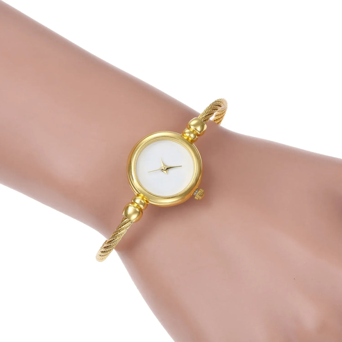 MAYZHISU Simple Women Watches Stainless Steel Retro Ladies Quartz Wristwatch Small Gold Bangle Bracelet Luxury Chain Watch