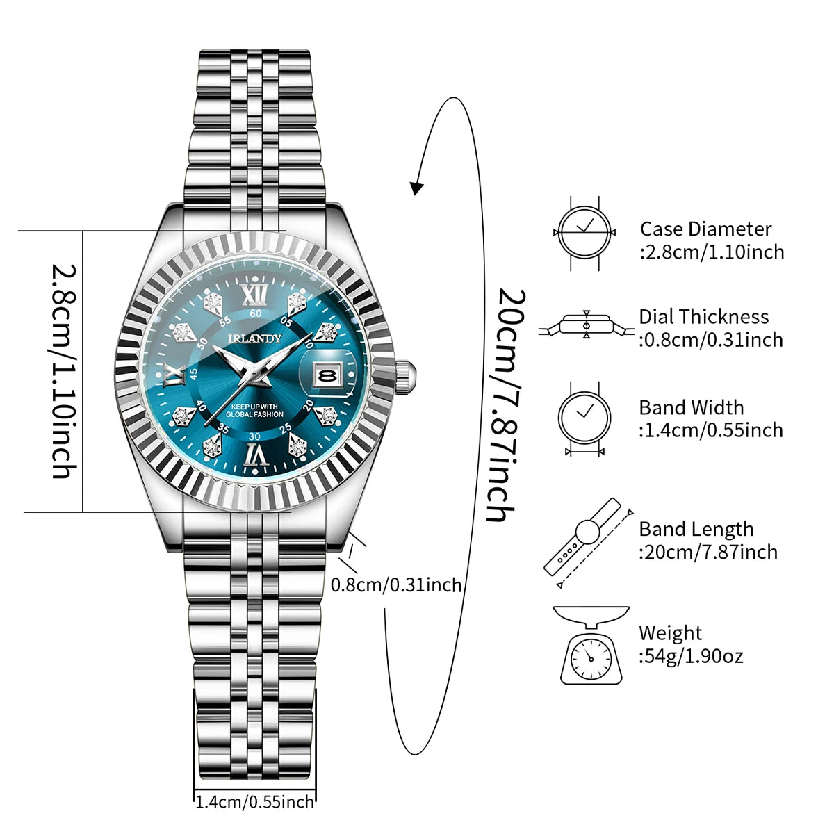 Luxury Rhinestone Women Watches Ladies Roma Dial Stainless Steel Quartz Wristwatch with Calendar Reloj Mujer (Without Box)