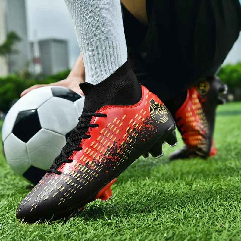 2024 Men's Soccer Shoes  Non-Slip AG/TF Soccer Cleats Ankle Boots Unisex Large Size Ultralight Football Boots Boys Sneakers