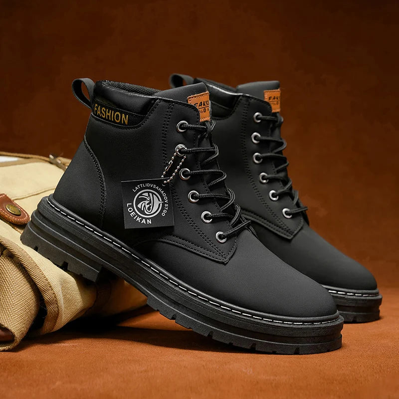 Men's Fashionable High-Top Yellow Boots Casual Shoes Outdoor Off-Road Hiking Boots Trendy Comfortable Footwear