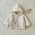 Toddler Baby Girl Jackets Long Sleeve Small Floral Plush Hooded Jacket with Two Pockets Kids Coats Outerwear Children Clothing
