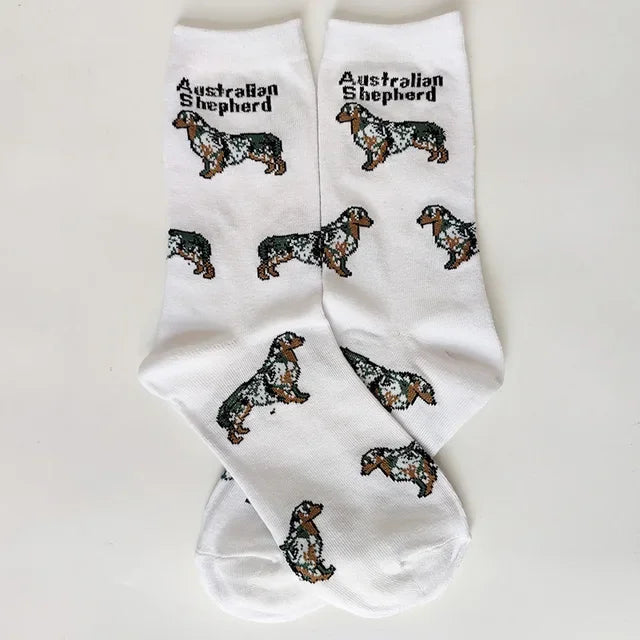 NEW Crew Fashion Funny Women Socks Border Collie Schnauzer Lab Scottie Beagle Boxer Pug Bulldog Sheltie Golden Doodle Retriever