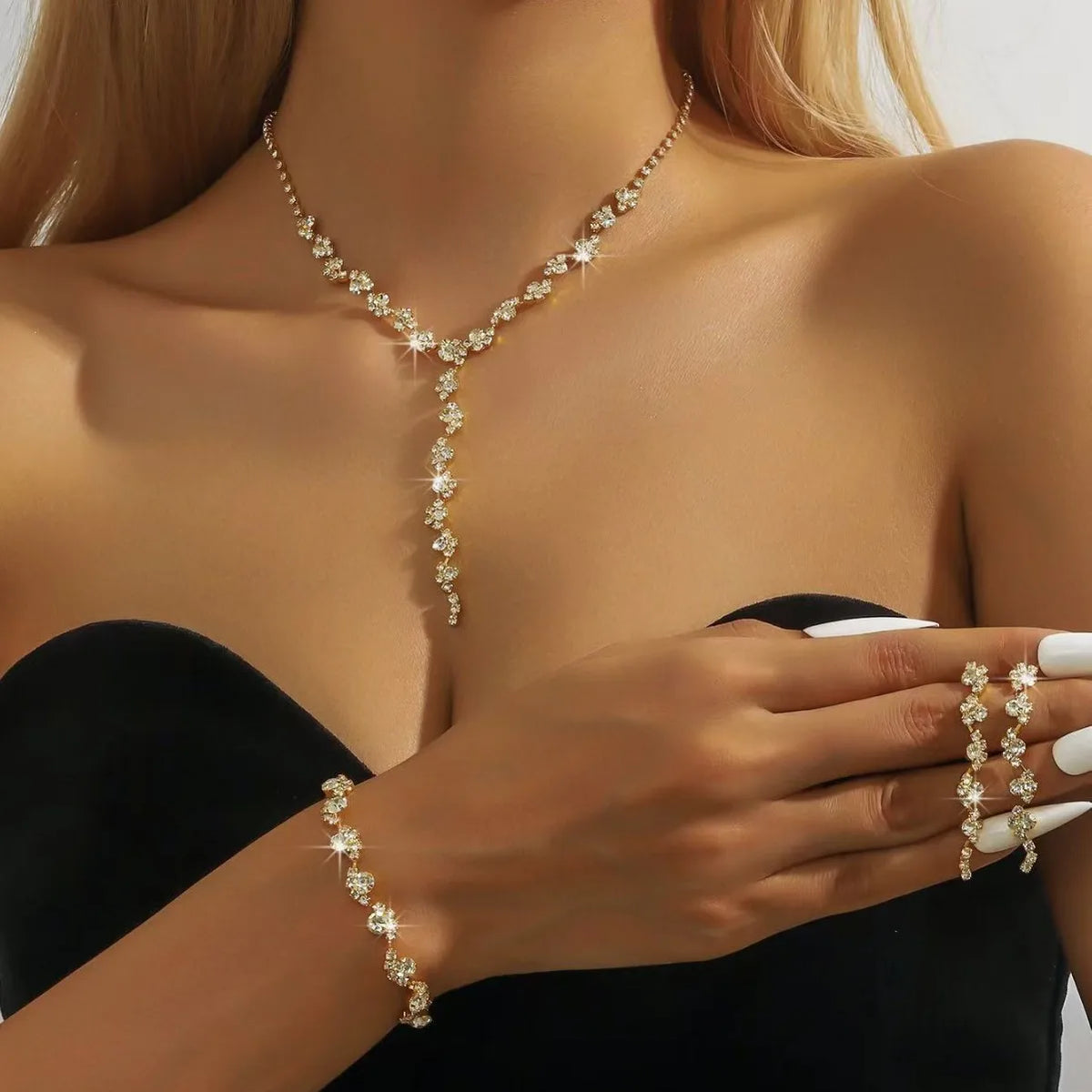 Women's Europ USA Style Jewelry Set, Elega ntTassel Necklace, Earrings & Braceletfor Brides,Trendy Beauty Wedding Ceremonies