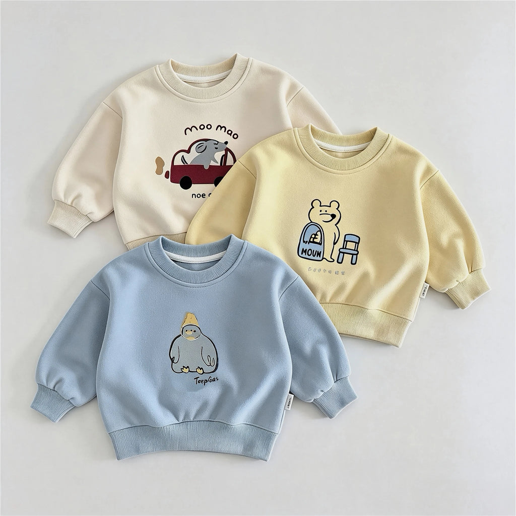 Children's Sweatshirts Spring Autumn Clothing Fashion Simple Versatile Kids Long Sleeve Tops Round Collar Pullover Hoodies 6m-6y