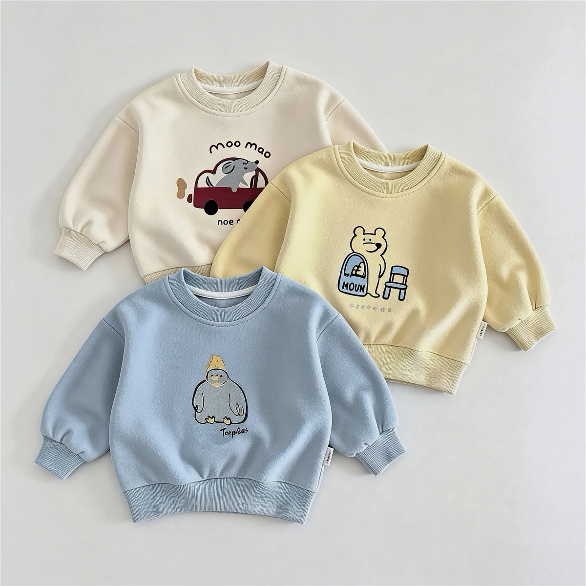 Children's Sweatshirts Spring Autumn Clothing Fashion Simple Versatile Kids Long Sleeve Tops Round Collar Pullover Hoodies 6m-6y