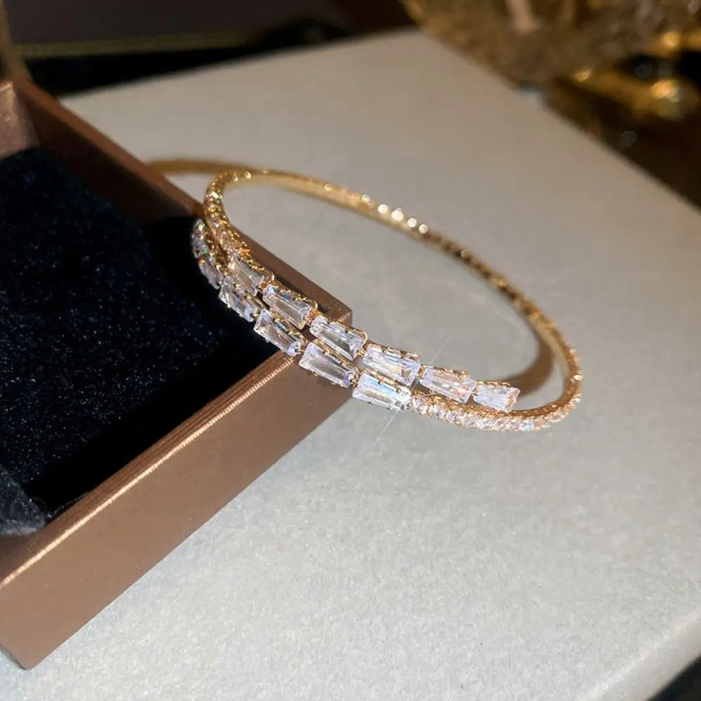 Women Gift Couple Bangles Decoration Jewelry Accessories Cuff Bangles Full Rhinestone Bracelet Simple Pulseras Women Bracelets