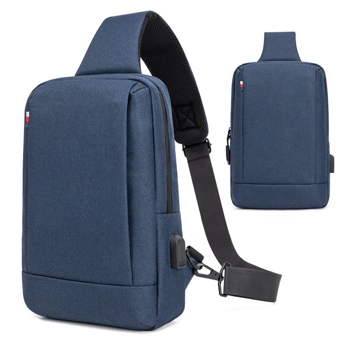 Men Bag Fashion New Solid Color Men Chest Bag Outdoor Casual Fashion One Shoulder Crossbody Bag Nylon USB Charging Shoulder Bags