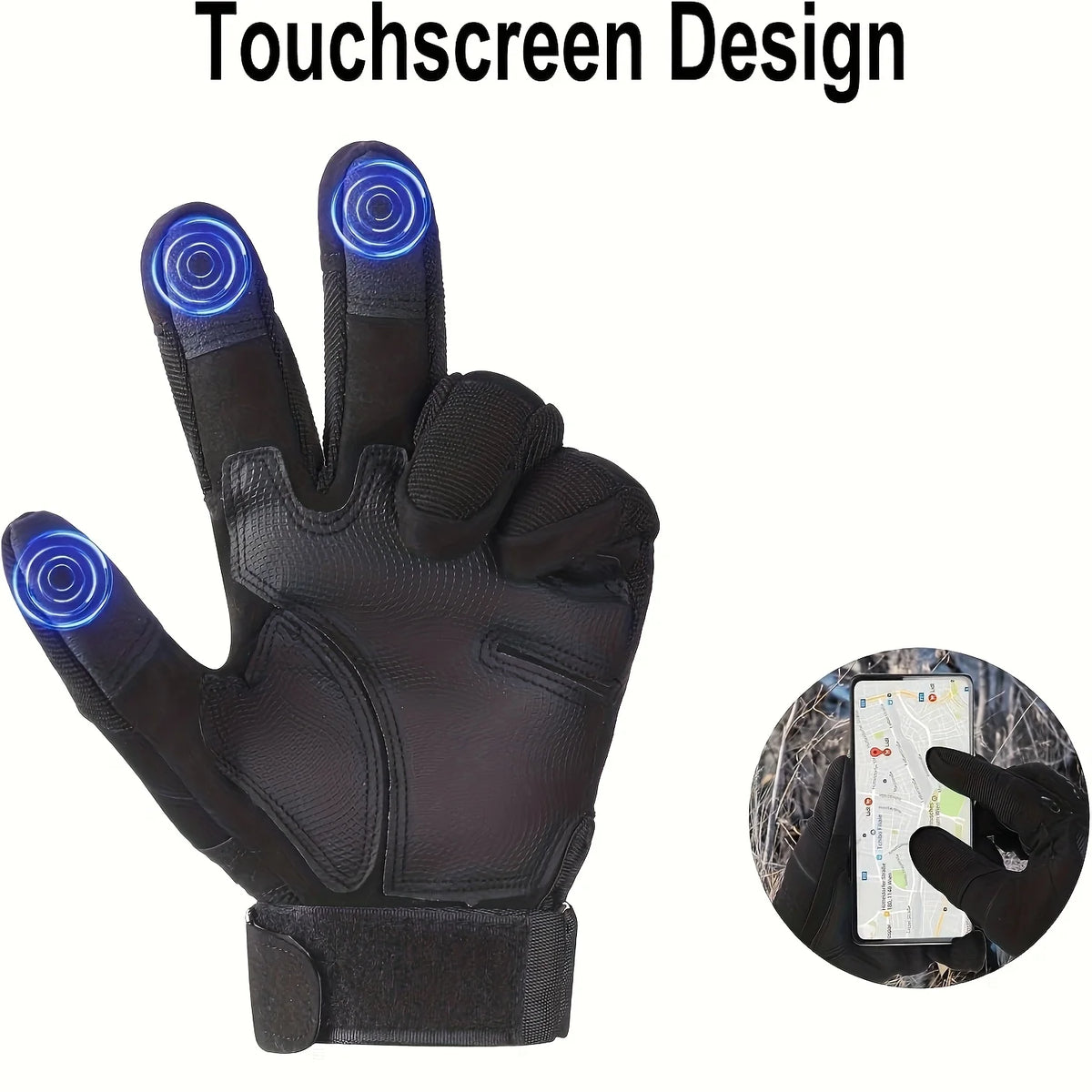Outdoor Touchscreen Gloves for Men Full Finger Tactical Gloves, Palm Anti-Slip Design, Durable Gloves For Outdoor Activities