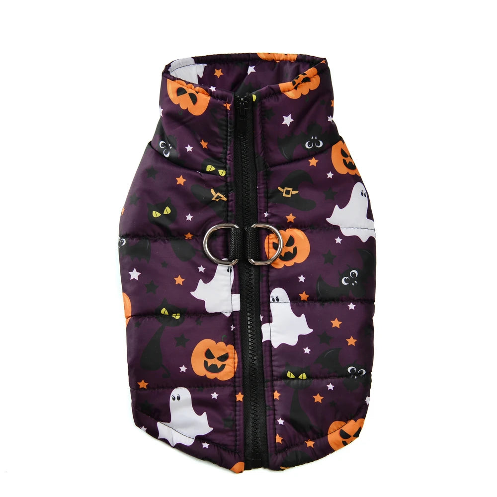 Pet Dog Clothes Autumn Winter Cozy Warm Coat for Small Medium Dogs Halloween Pumpkin Print Clothing Bulldog French Pug Jacket