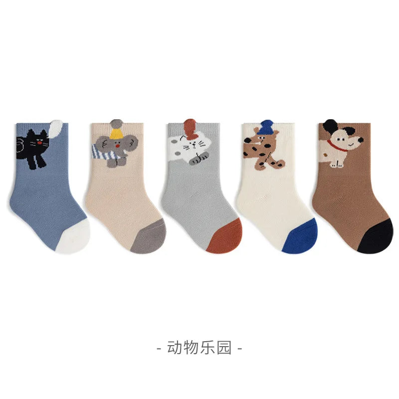5 Pairs/Lot Boys Children Socks 0-12 Years Cartoons Baby Socks Soft Cotton Comfortable Toddler Kids Socks Girls Knee High Socks