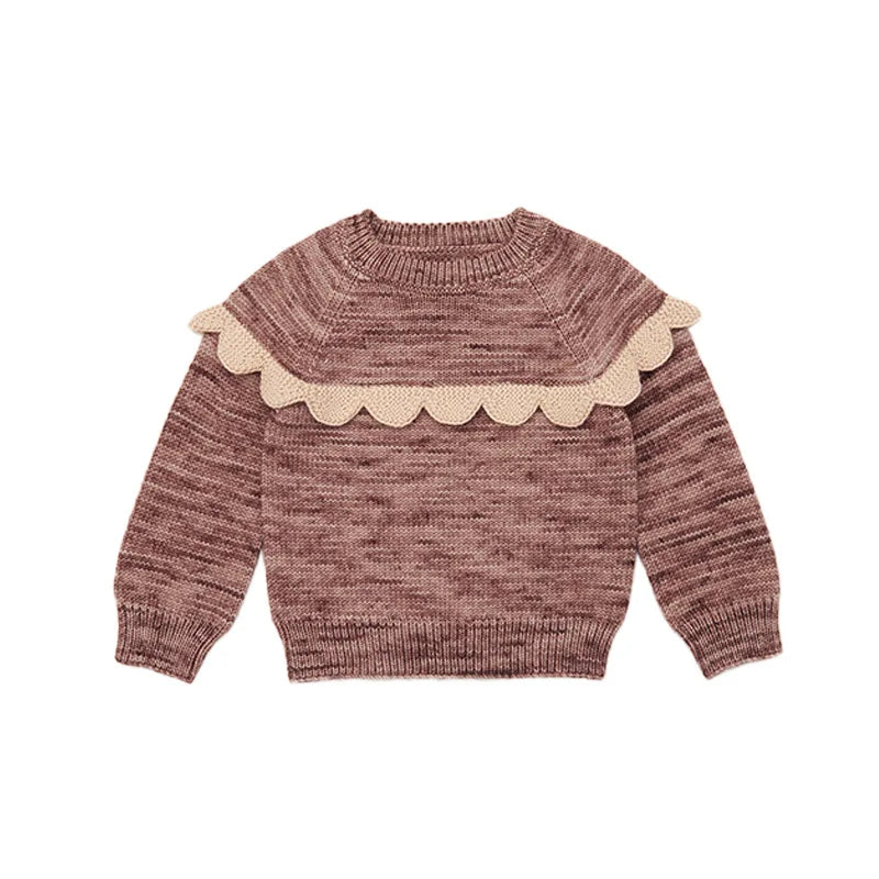 Kids' Sweater Set for Autumn & Winter 2025 MP Series - Girls' Tie-Front Shirt, Popcorn Knit Top, Skirt and Shawl Set
