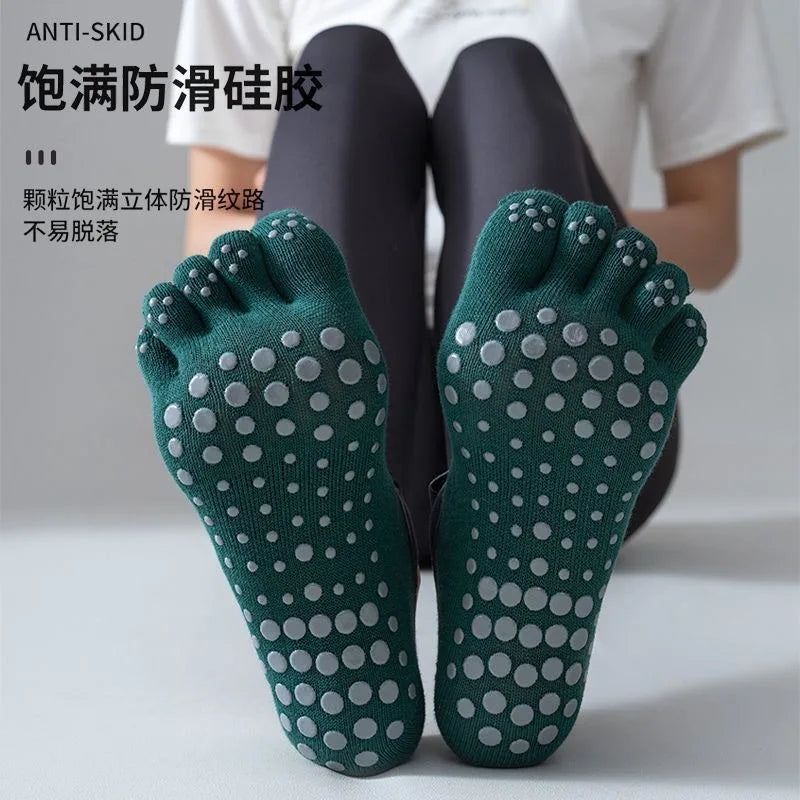 Women's Five Finger Yoga Socks Professional Anti-Slip Sweat-Wicking Floor Socks Indoor Dance Practice Socks Pilates Sock