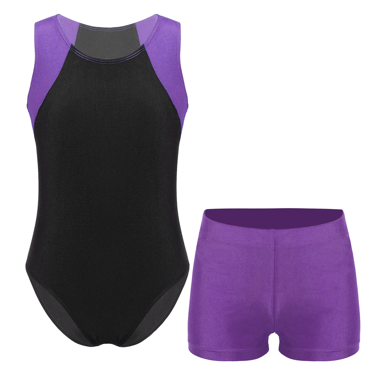 Kids Boys Sports Gymnastics Workout Sets Sleeveless Leotard Bodysuit Jumpsuit with Shorts Yoga Fitness Competition Dancewear
