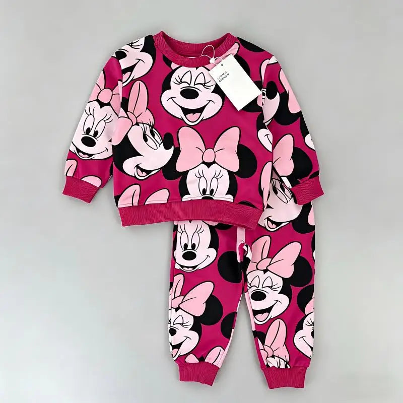 Cute Cartoon Girls Hoodie And Pants Set Autumn Winter Kids Leisure Clothing for 2-6 Years Old Children