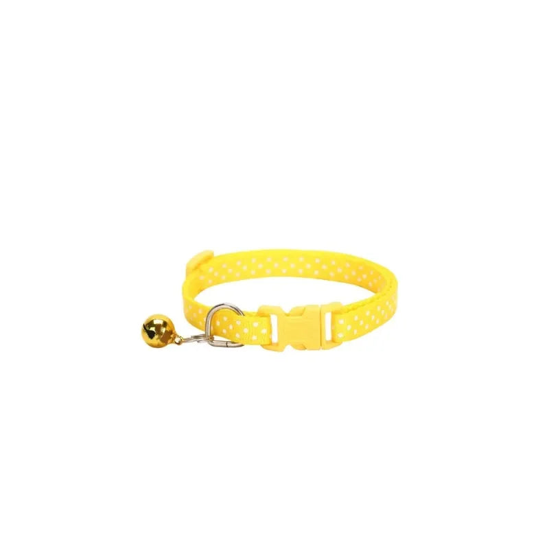 Pet Reflective Material Elastic Accessories Adjustable Security, Bell Dot Dog And Cat With Polka Dot Collar