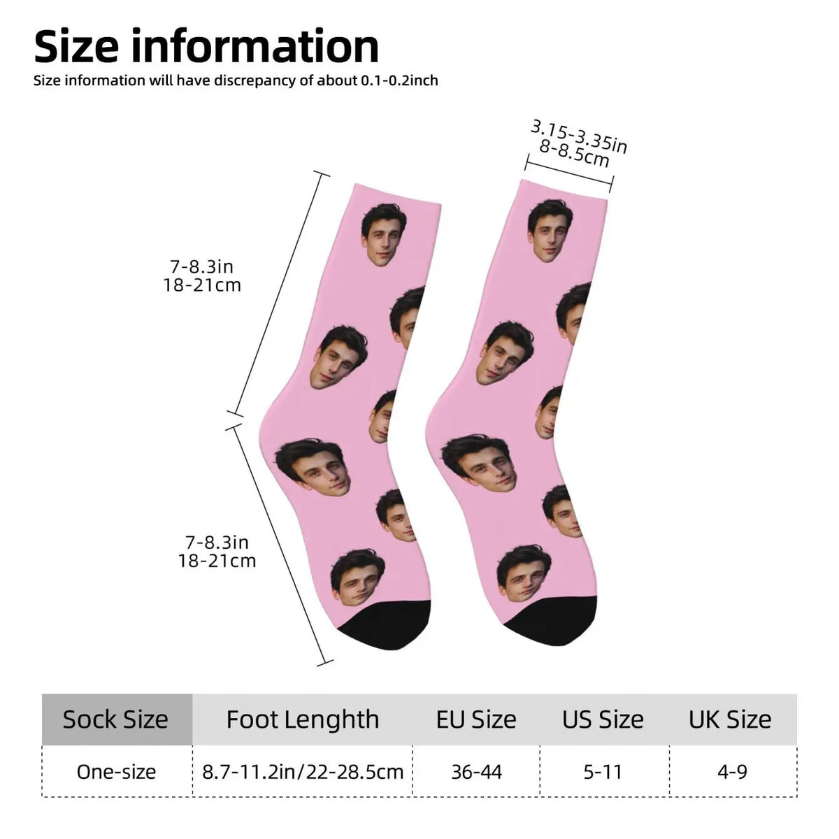 Customized face-shaped socks  Unisex customized socks  Personalized picture socks  Photo socks  Customized socks as gifts