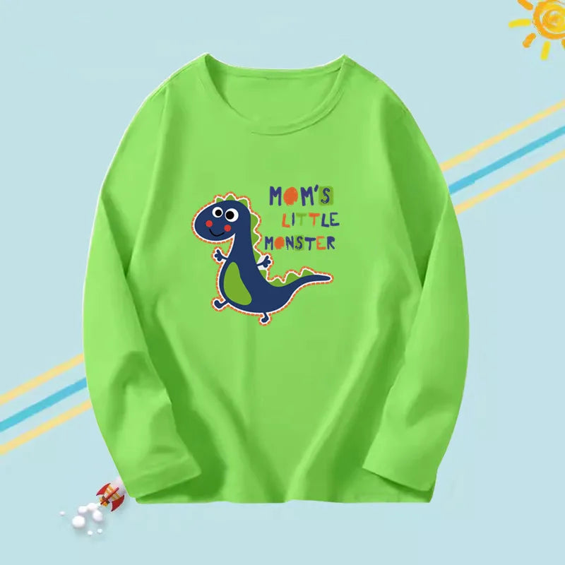 Kids Long Sleeve T-shirts Casual Boy Spring Autumn Base Tee Tops Big Boy Music Fashion T-shirts