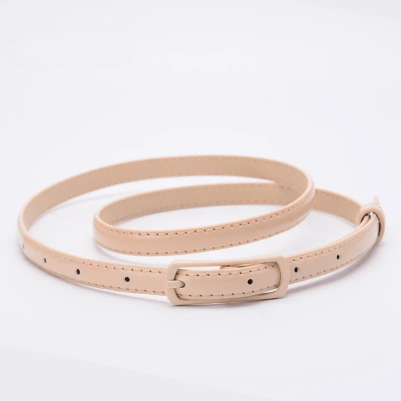 Children Candy Color Belts 1.2cm Super-thin PU Waistbands Simple Solid Color Casual Belts Girl Apparel Accessories