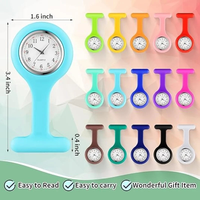 Nurse Watch for Women Men, Silicone Lapel Pin Pocket Fob Doctor Pocket Lapel Clip On Watch for Week Doctor Nurse Birthday Gifts