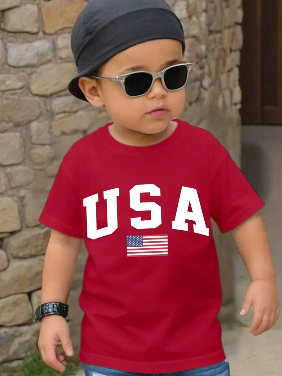 New Boys' T-shirts, Spring and Autumn Children's Colorful Christmas Printed Tops, Baby Base Shirts, Short-sleeved T-shirts