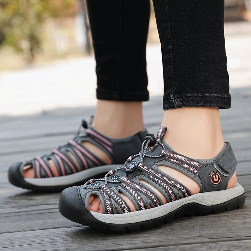 Summer Genuine Leather Women's Sandals Comfortable Sandals 2025 New Designer Sneakers Lightweight Outdoor Women Beach Sandals
