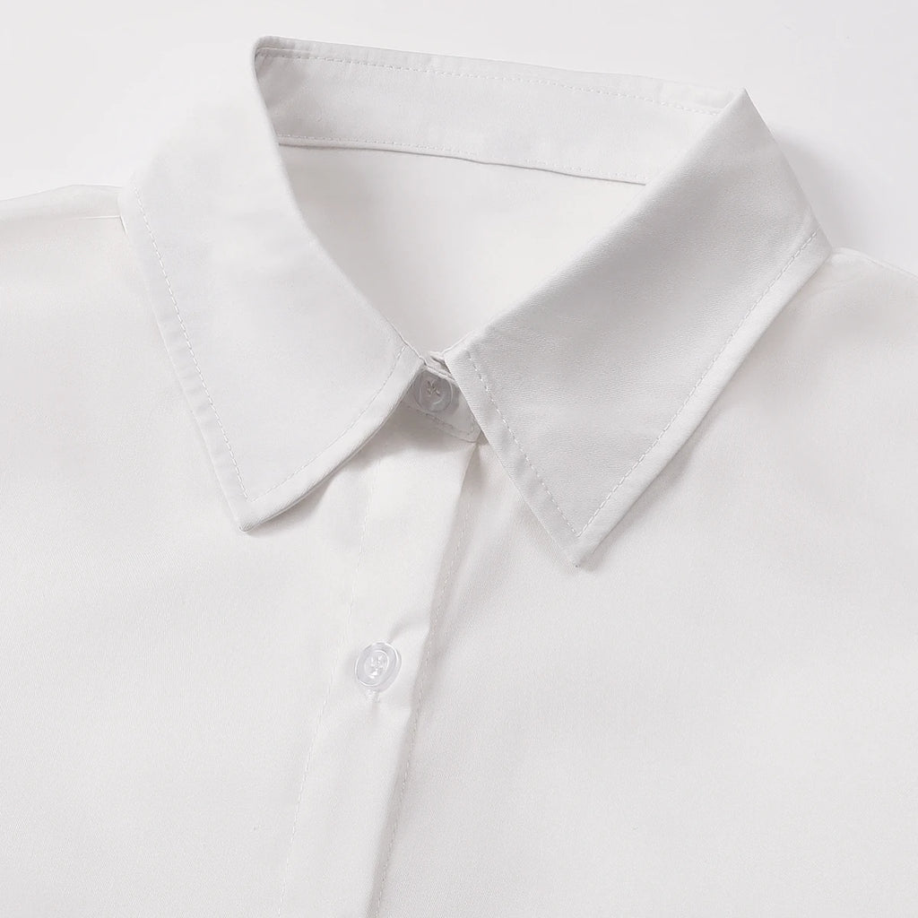White Shirt Kids Girls School Graduation Birthday Wedding Daily Tops Casual New Style Clothes  Long Sleeve 8 to 14 year