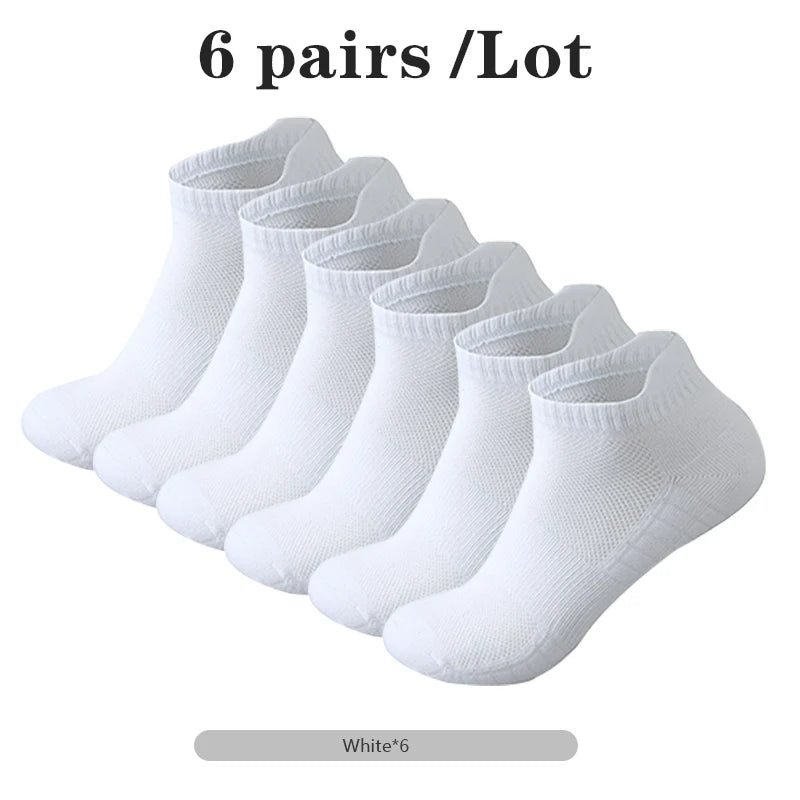 6 Pairs/Lot Men Running Socks Mesh Breathable Thin Sports Socks Men Basketball Socks Sweat Deodorant Hiking Cycling Socks