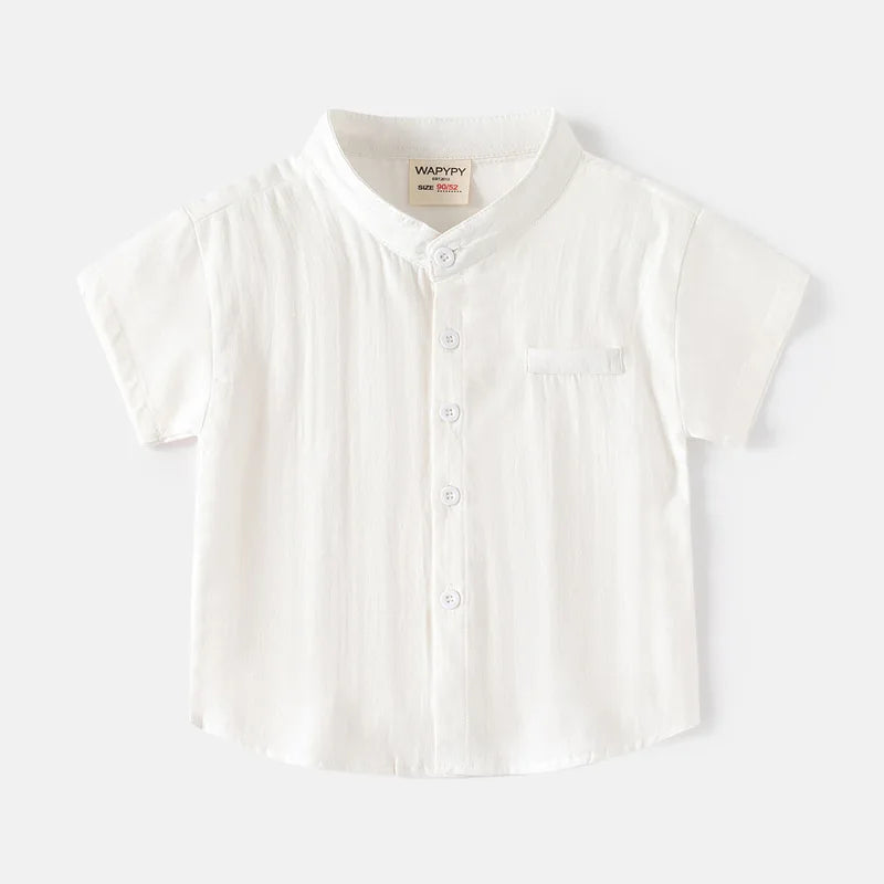 2025 Kids Shirts for Boys Toddler 1 to 2 3 4 5 6 7 Years White Black Yellow 100% Cotton Children Shirts Short Sleeve Summer Tops