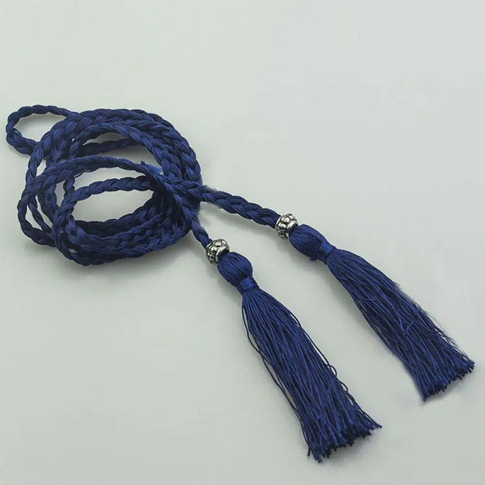 Thin Women Waistband Tassle Bow Dress Tassles Belts Braided Belts Waist Chain Waist Rope