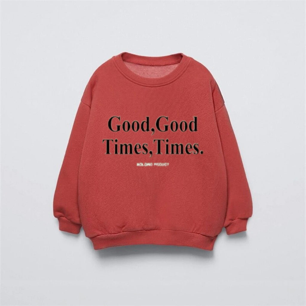 Kids New Printing Hoodie Outer Wear Loose Casual Round Neck Sweatshirst 2 3 4 5 6Years Old Child Versatile Long Sleeve Pullovers