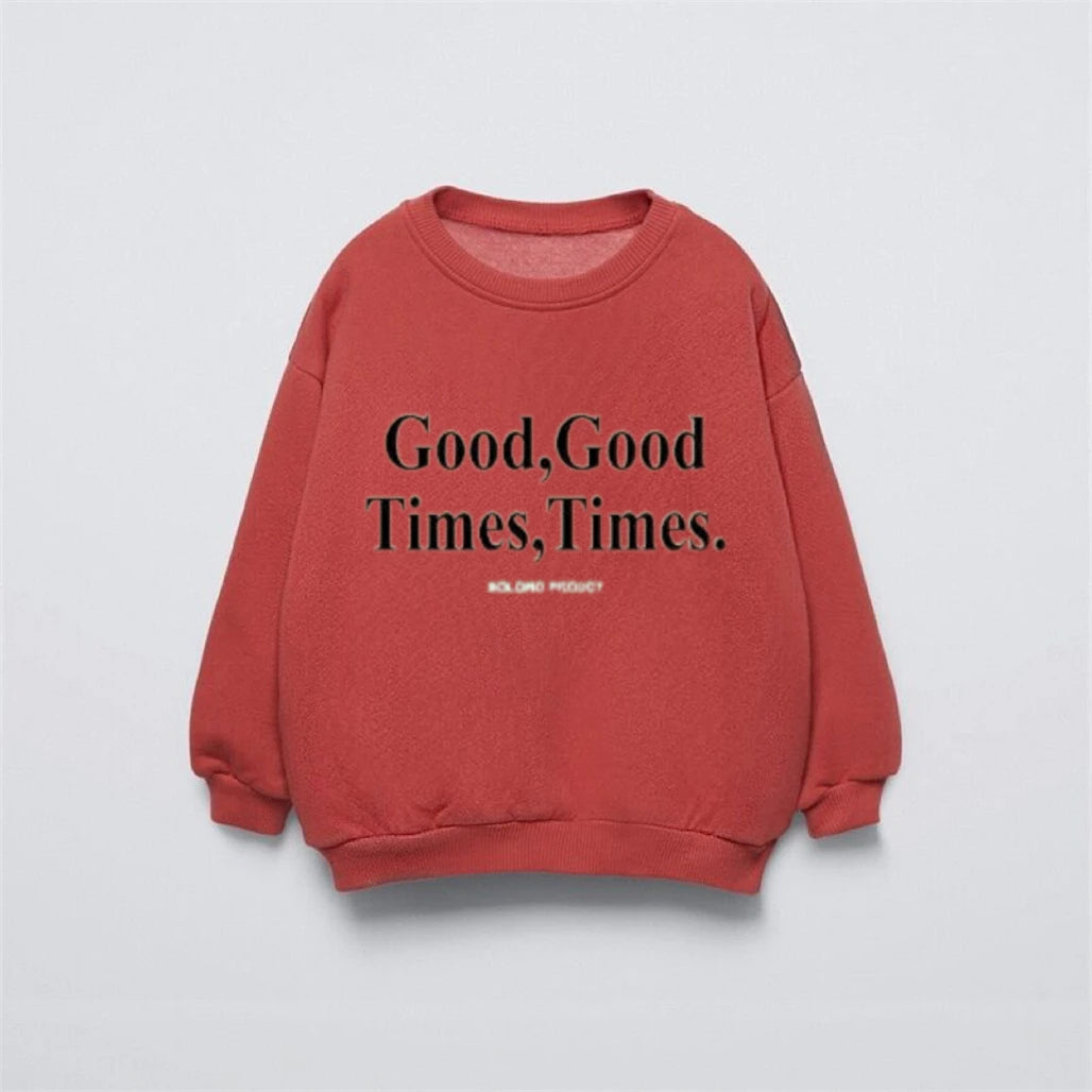 Kids New Printing Hoodie Outer Wear Loose Casual Round Neck Sweatshirst 2 3 4 5 6Years Old Child Versatile Long Sleeve Pullovers