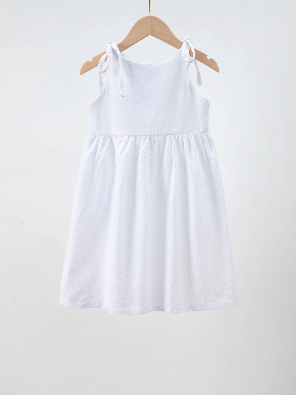Children's Khaki Sleeveless Belted Dress Baby Girl's Cotton Casual Dress Toddler Girl's Fashion Skirt Summer