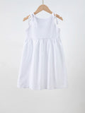 Children's Khaki Sleeveless Belted Dress Baby Girl's Cotton Casual Dress Toddler Girl's Fashion Skirt Summer