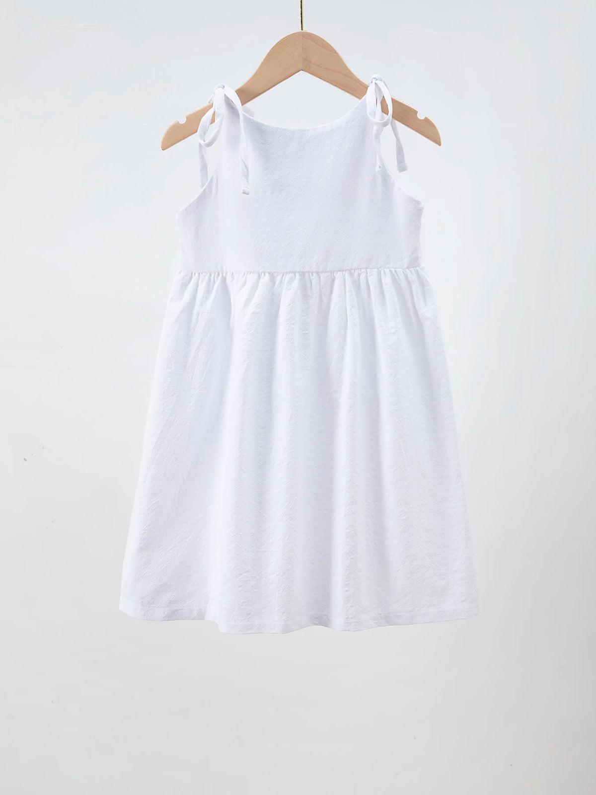 Children's Khaki Sleeveless Belted Dress Baby Girl's Cotton Casual Dress Toddler Girl's Fashion Skirt Summer