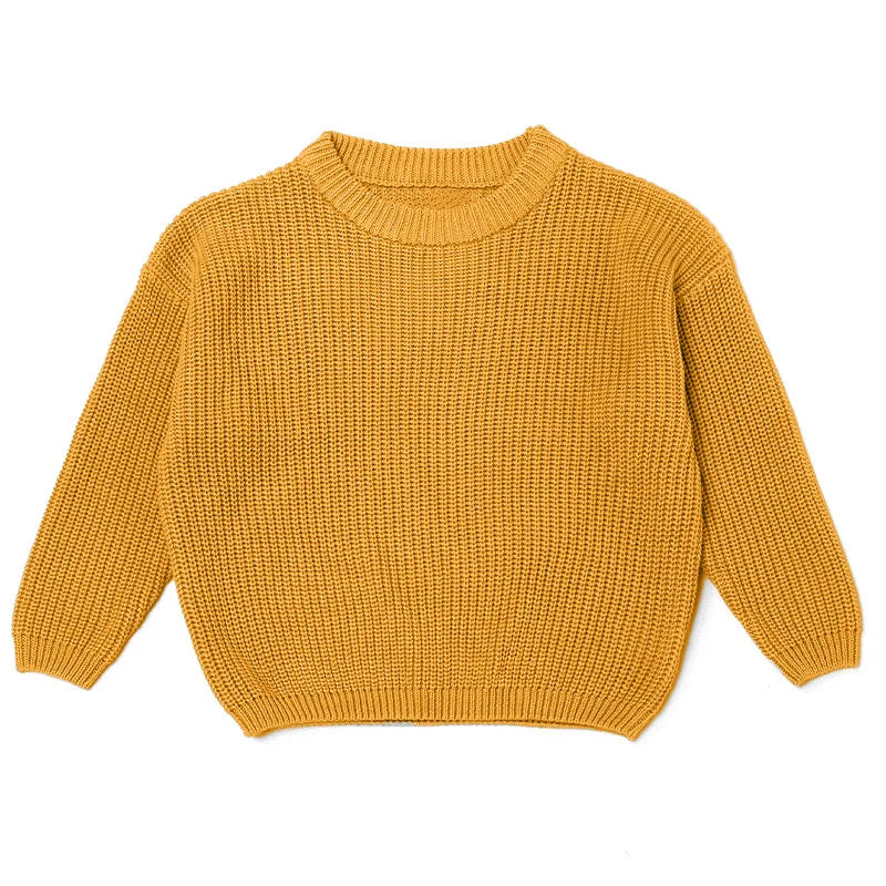Personalized Baby Cotton Sweater Custom Name Hand Embroidery Knitted Pullover for Boys Girls Autumn Winter Kids Knitwear 0-7T