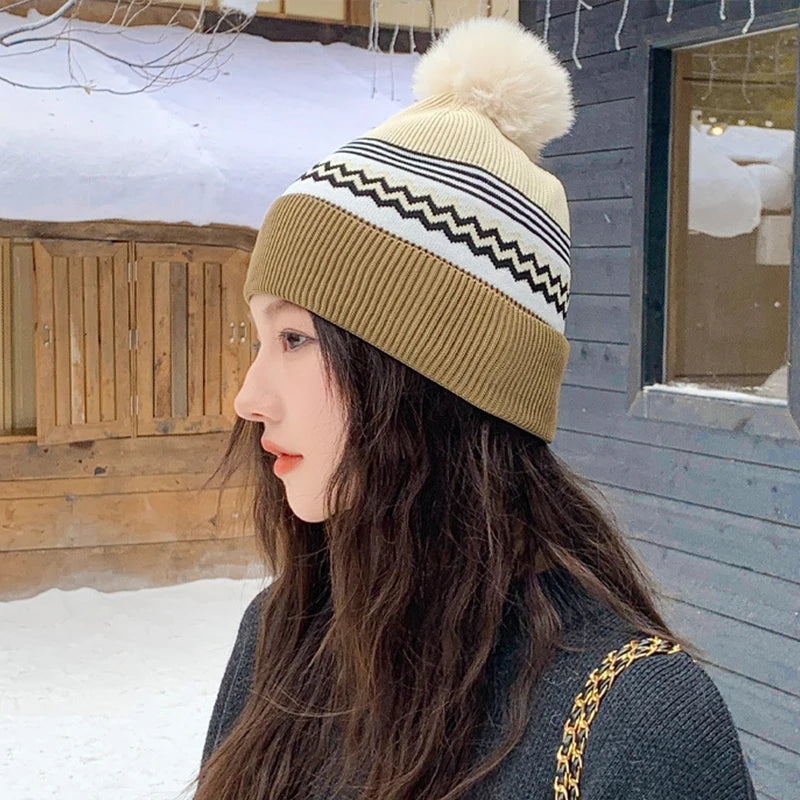 Autumn/winter Women's Knitted Wool Hat With A Large Head Circumference A Relaxed Style Warm And Cold-proof