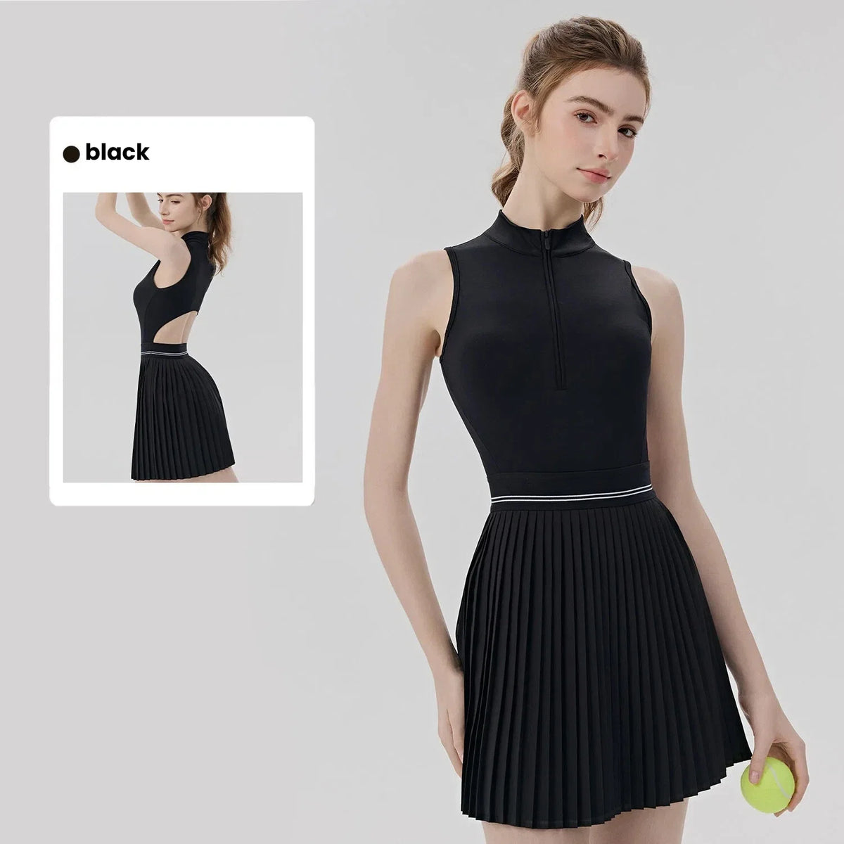 Women’s Sports Dress with Built-in Bra Cooling Breathable Anti-Exposure One-Piece Tennis Yoga Badminton Bodysuit Athletic Skort