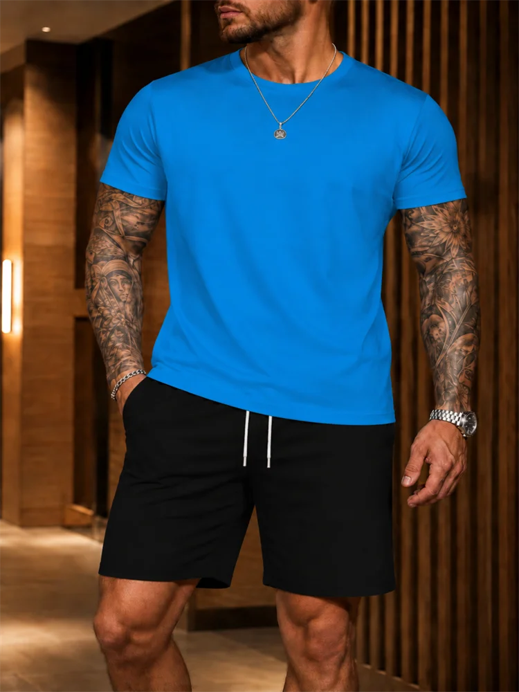 2026 New Men's Sportswear Short Sleeved T-shirt and Sports Shorts Summer Casual Jogging Pants Set Men's Two-piece Set