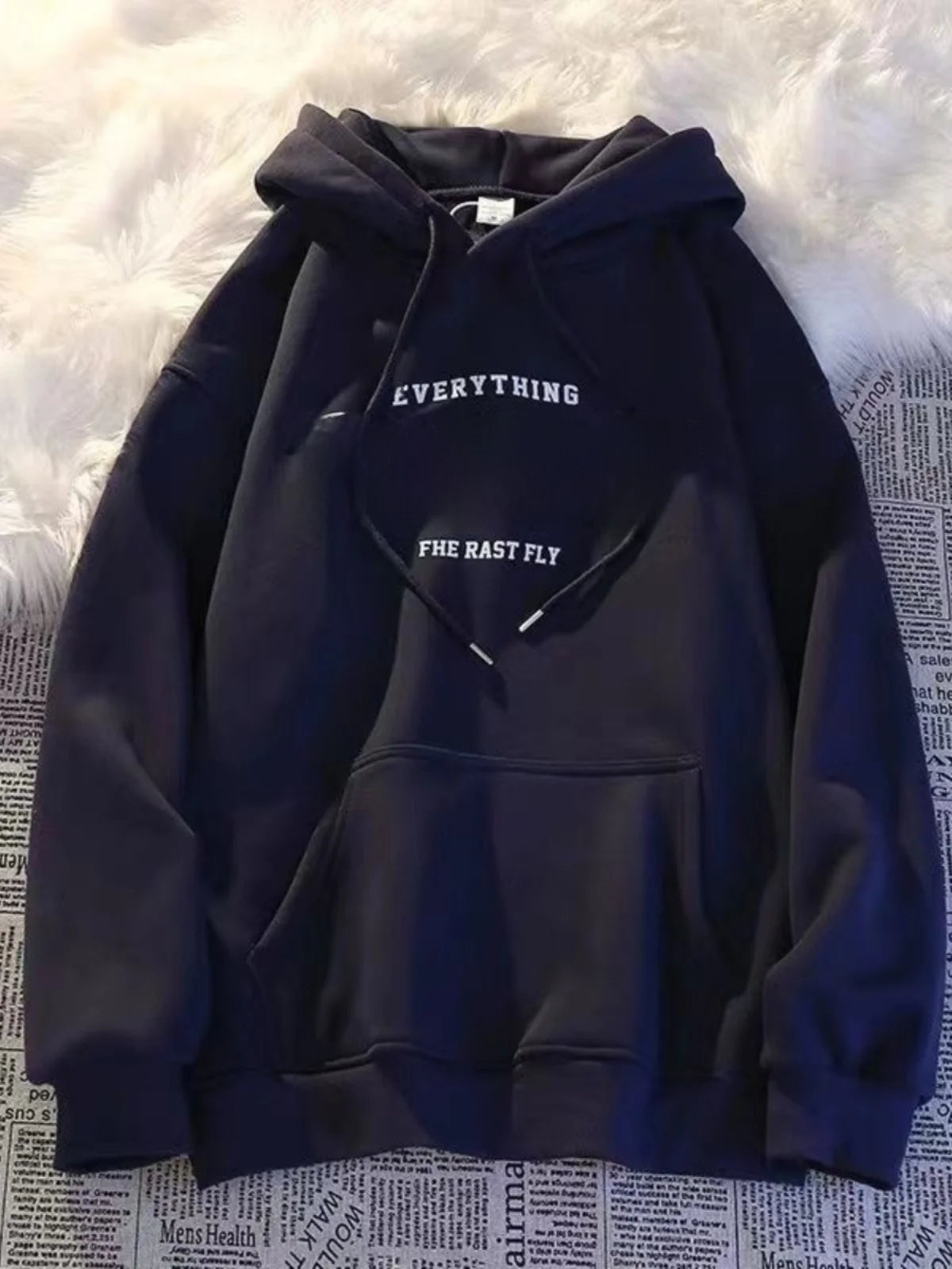 Men's Hoodie Sweatshirt Thickened Fleece Loose Fit Trendy Style Winter Casual Outerwear Student Couple Matching Oversize