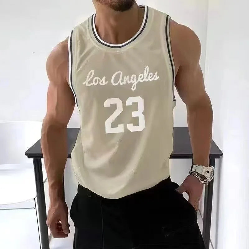 No. 23 Vest Sports Summer Men's Gyms Mesh Tank Tops Fitness Workou Joggers Sleeveless T-Shirt Male Basketball Training Fashion