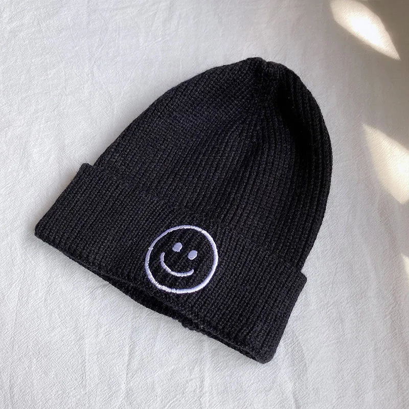 Children's smiley face hat Baby hat Fall Winter children boys and girls cute warm knit hat woolen hat trend