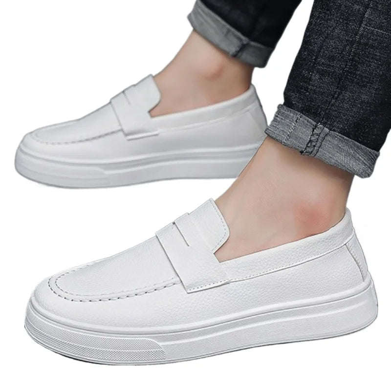 Mens loafers 2025 spring new British style casual leather shoes breathable comfortable trendy mens shoes Walking shoe